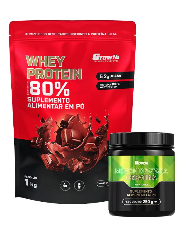 Kit Whey Protein Concentrado 1kg e Creatina Monohidratada 250g