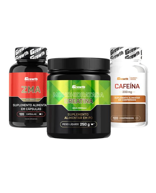 Kit Iniciantes: Cafeína 200mg 120 comp, ZMA 120 caps e Creatina Monohidratada 250g